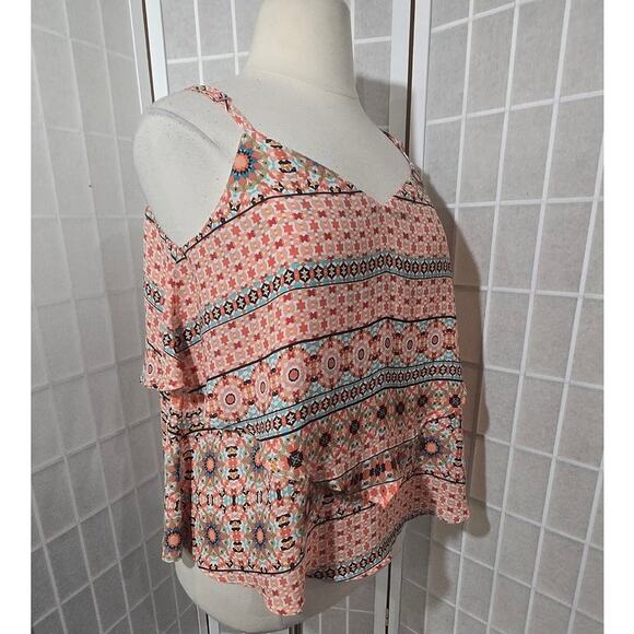 Torrid Floral Tank Layered Crisscross Cami Shirt V-Neck Plus Size: 1X (14/16) - Picture 4 of 7